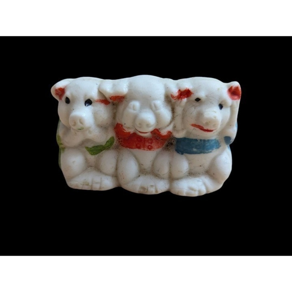 Bisque figure Three Little PIgs See No‎ Hear No Speak No Evil 1930s 2x1 1/2 inch
